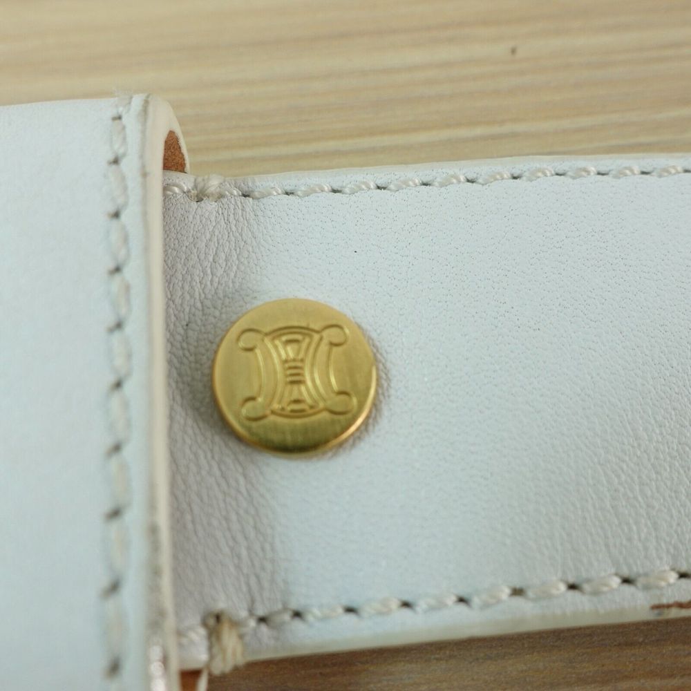 CELINE Belt 80 32 Small Western Equestrian Rugby Gold Buckle Logo RARE 2004 Y2K - Picture 11 of 16
